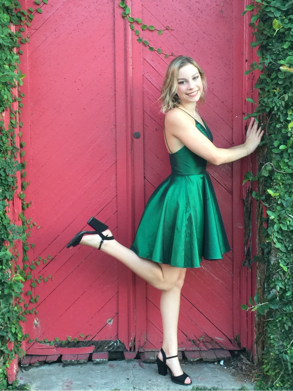 Sherri Hill Emerald Green Satin Dress
